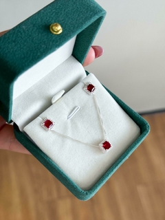 Conjunto Elegância Cravejado Quadrado / Vermelho - comprar online