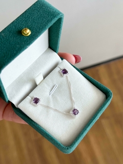 Conjunto Elegância Cravejado Quadrado / Lilás - comprar online