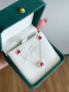 Conjunto Elegância Cravejado Quadrado / Cereja - comprar online