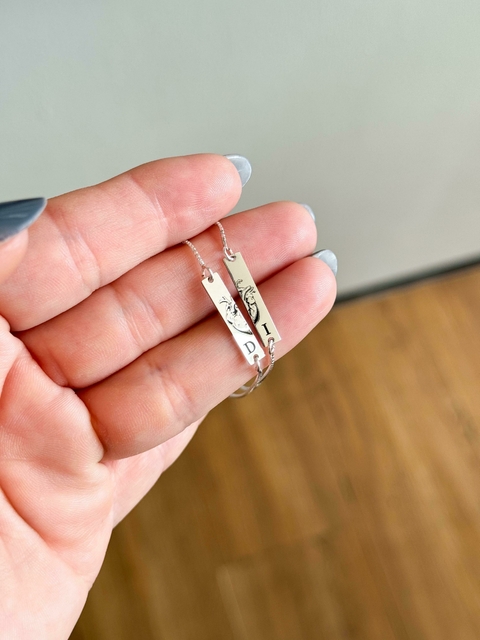 Pulseira Personalizada Plaquinha Coração Partido 20 x 4mm - 18cm