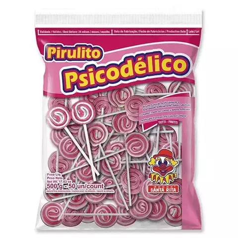 Pirulito Psicodélico Médio Rosa 500g - Santa Rita