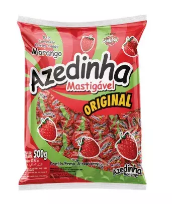 Bala Mastigável Azedinha Morango Ice Kiss 500g - Cory