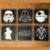 Porta-copos Star Wars 6 Unid. + Suporte - Preto/Branco Marmorizado