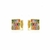 Brinco de Argola Articulada Quadrada Cravejadas de Zircônias Coloridas Banhado em Ouro 18k
