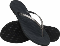 Havaianas You Shine Cf Logo Metalico Correias Finas em Couro - Havam Store