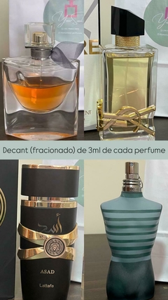 Decant 3ml cada: La Vie Est Belle(EDP) + Libre(EDP) + Asad(EDP) + Le Male(EDT)