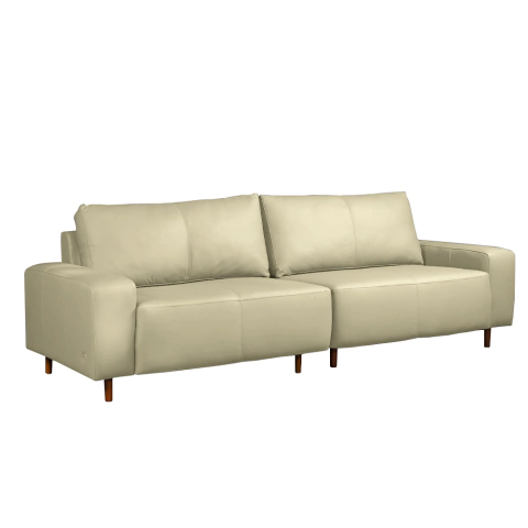 Sofá Decorativo Sala de Estar Metropole 4 Lugares 240cm Bipartido Couro Tiza - Mozzelar