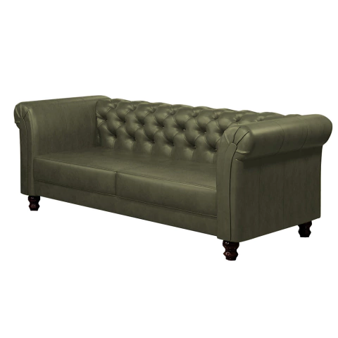 Sofá Decorativo Sala de Estar Chesterfield 3 Lugares 200cm Couro Fendi - Mozzelar