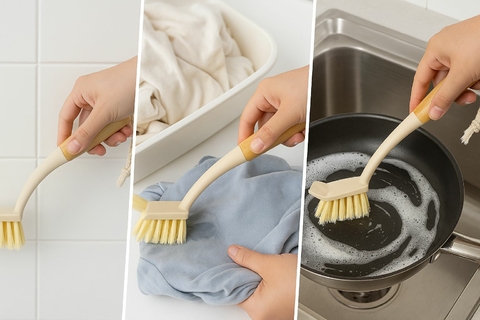 ESCOVA DE LIMPEZA DUO MULTIUSO BAMBU - OIKOS OFF WHITE - COZINHA, BANHEIRO, LAVANDERIA