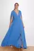 Vestido Longo com Decote V e Fenda Lateral - comprar online