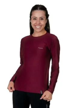 Camiseta Dry Cool ML Feminina Conquista Vinho - comprar online