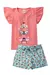 Conjunto Infantil Verão Feminino Mariposas - Coral - comprar online