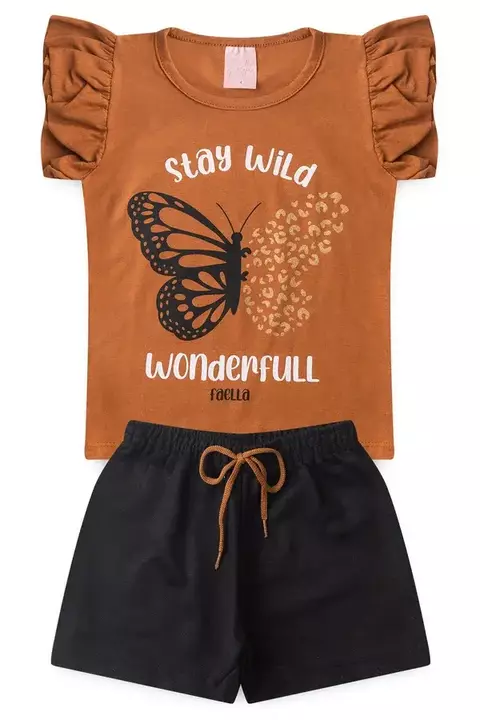 Conjunto Juvenil Verão Feminino Stay Wild - Caramelo - comprar online