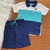 Conjunto Infantil Verão Masculino Camisa Polo - Marinho/Verde na internet