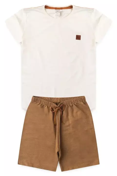 Conjunto Juvenil Verão Masculino Plaquinha - Off White - comprar online