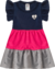 Vestido 3 Marias c/ Recortes Cotton - Marinho/Pink/Cinza - comprar online