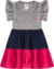 Vestido 3 Marias c/ Recortes Cotton - Cinza/Marinho/Pink - comprar online