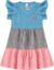 Vestido 3 Marias c/ Recortes Cotton - Azul/Cinza/Rosa - comprar online