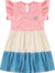 Vestido 3 Marias c/ Recortes Cotton - Rosa/Off/Azul - comprar online