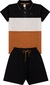 Conjunto Infantil Verão Masculino Camisa Polo - Preto/Caramelo - comprar online