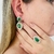 Conjunto Brinco e anel pedra verde esmeralda