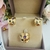 Conjunto anel e brinco com pedras colorida - comprar online