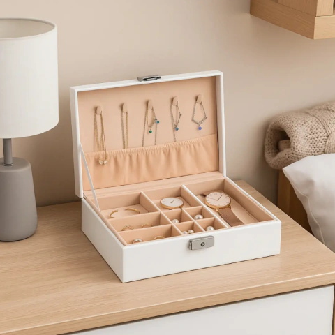 Joyero Alhajero Premium Con Cerradura Y Porta Anillos