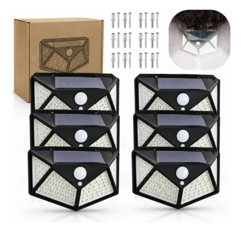 Kit Panel Reflector Lampara Solar Led Sensor Pared Luz Fria