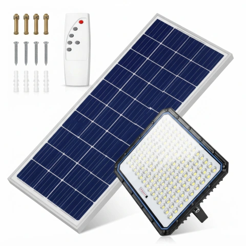 Kit Reflector Solar 1000w Led Portón Patio Control Ip66