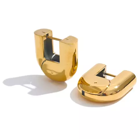 Brincos em aço inoxidável em forma de U brincos de argola - Banho Pvd