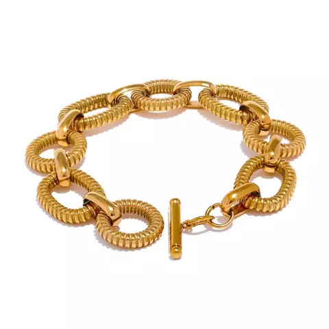 Pulseira de Corrente Oval - Aço Inoxidável - Banho PVD Gold 18k