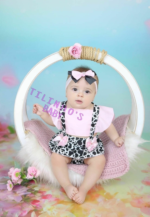 romper vestido saia bebe menina vaca fazendinha vaquinha mesversario tematico - comprar online