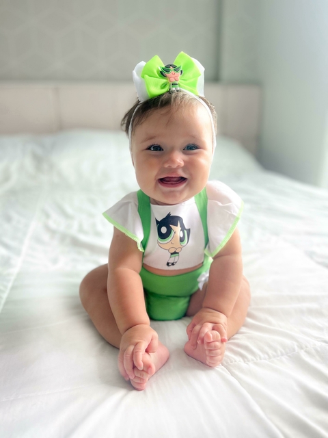 Romper tematico super poderosas bebe menina mesversario - comprar online