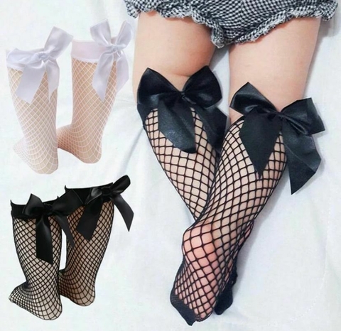 meia calça arrastão infantil baby menina com laço - comprar online
