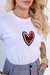T-shirt Coração aplicação foil cor Branco