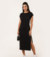 Vestido midi reto muscle tee com fenda preto