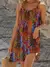 Vestido de Praia Estampado Sem Mangas para Mulheres Europeias e Americanas T - G na internet