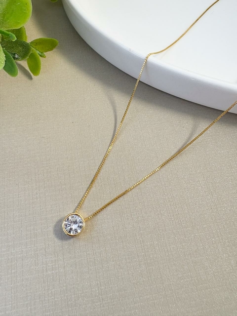 Colar Corrente Veneziana com Ponto de Luz G Banhado a Ouro 18k