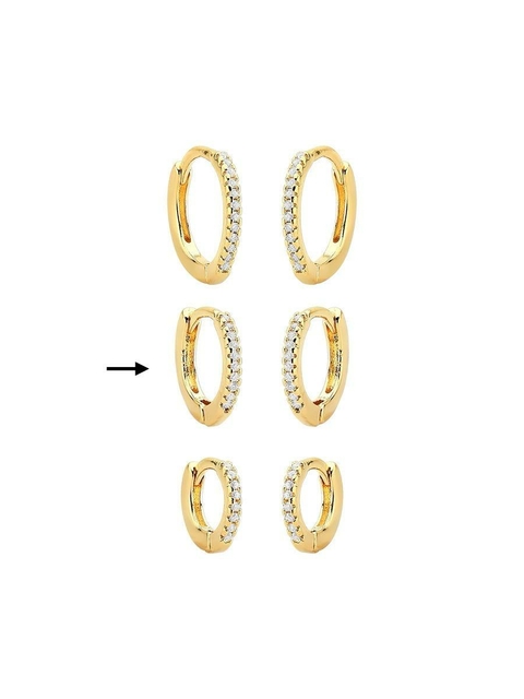 Brinco Argola Click com Cravejado M Banhado a Ouro 18k