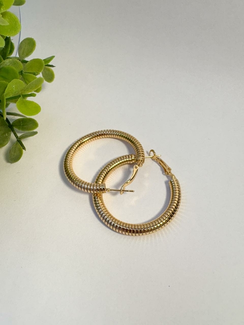 Brinco Argola Pino Italiano Rabo de Rato Folheado a Ouro 18k