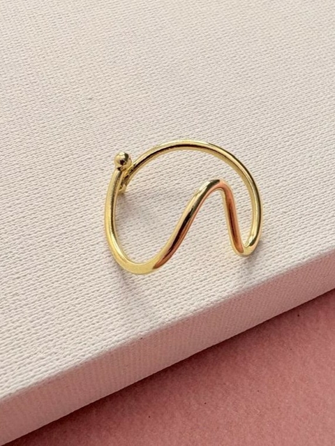 Anel Regulável Ondulado Folheado a Ouro 18k