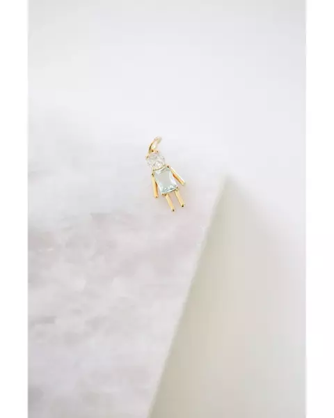 Pingente Filho em Zircônia Azul e Cristal Banhado a Ouro 18k