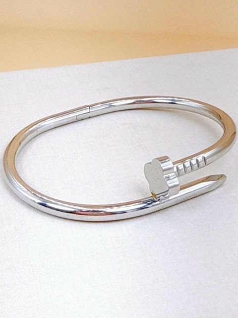 Pulseira Bracelete Prego com Fecho Trevo no Aço