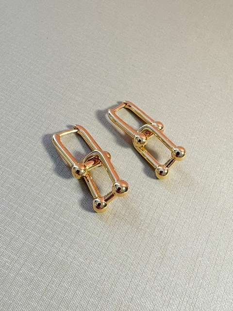 Brinco Argola Click Corrente Inspiração Banhado a Ouro 18k