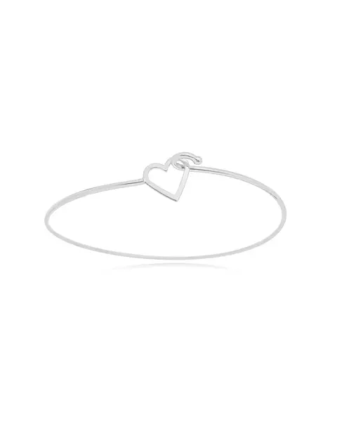 Pulseira Bracelete Coração Liso Banhado a Prata 925