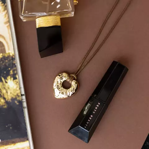 Colar Fio Encerado com Coração Orgânico Banhado a Ouro 18k