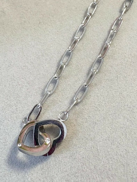 Pulseira Corações Entrelaçados no Aço