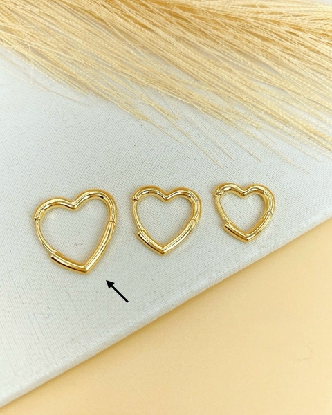 Brinco Argola Click Coração G Banhado a Ouro 18k