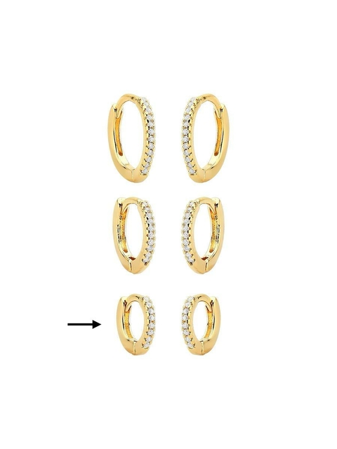 Brinco Argola Click com Cravejado P Banhado a Ouro 18k