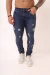 Calça Slim Jeans Destroyed Escura - Omahha Jeans Atacado